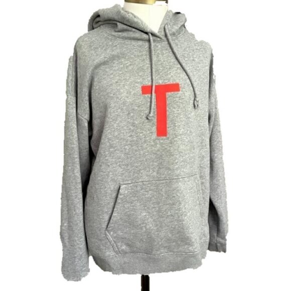 Aritzia TNA Gray Orange Letters Oversized Pullover Hoodie - S/M - Picture 2 of 7